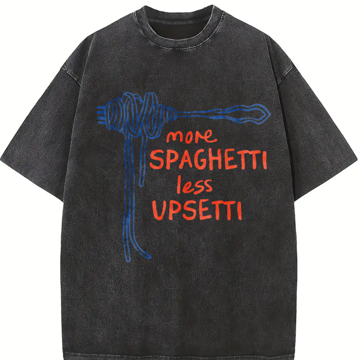 Spaghetti Food Vintage Washed T-Shirt in Black