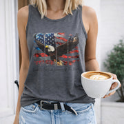 America Land of the Free Because of the Brave Women's Color Cotton Tank Top in Gray