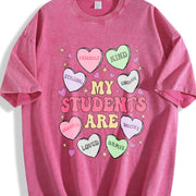 My Students Are My Valentines Vintage Washed T-Shirt in Red