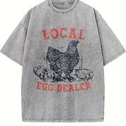 Local Egg Dealer Chicken vintage washed oversized T-shirt in Gray