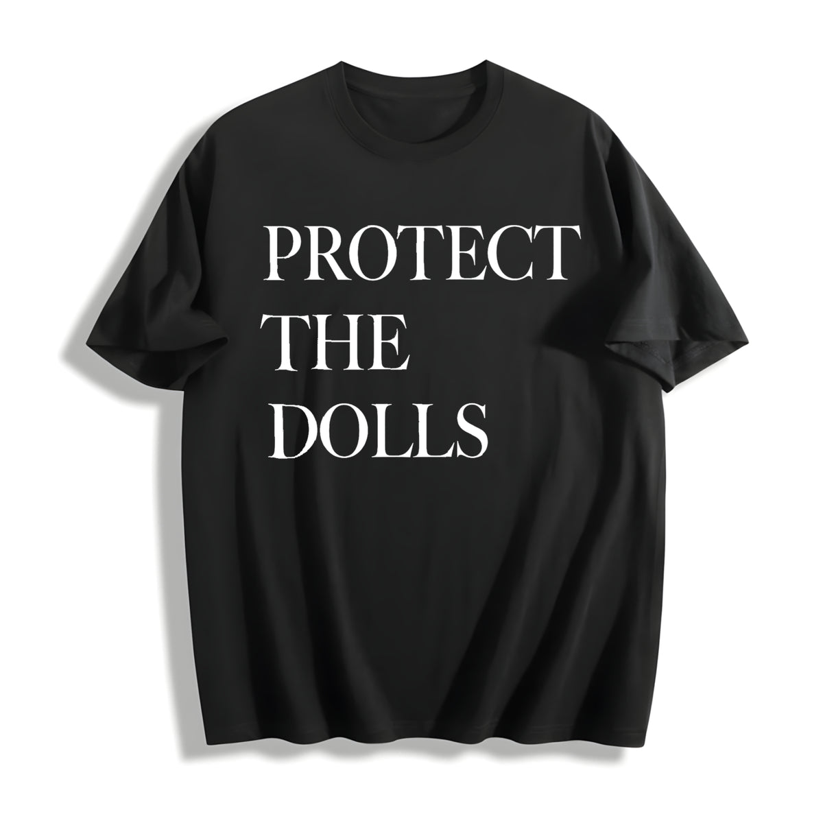 Protect the Dolls Feminist Cotton T-Shirt in Black