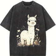 Camel Fashionable Vintage Washed T-Shirt in Black