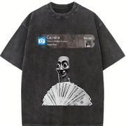 Premium Tung Sahur Motion at Your Front Door Meme Vintage Washed T-Shirt in Black