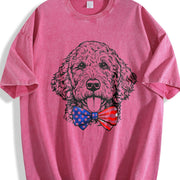 Patriotic Puppy Love Vintage Washed T-Shirt in Red