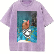 Dripped Out Chicken with shoes chicken vintage washed oversized T-shirt in Purple