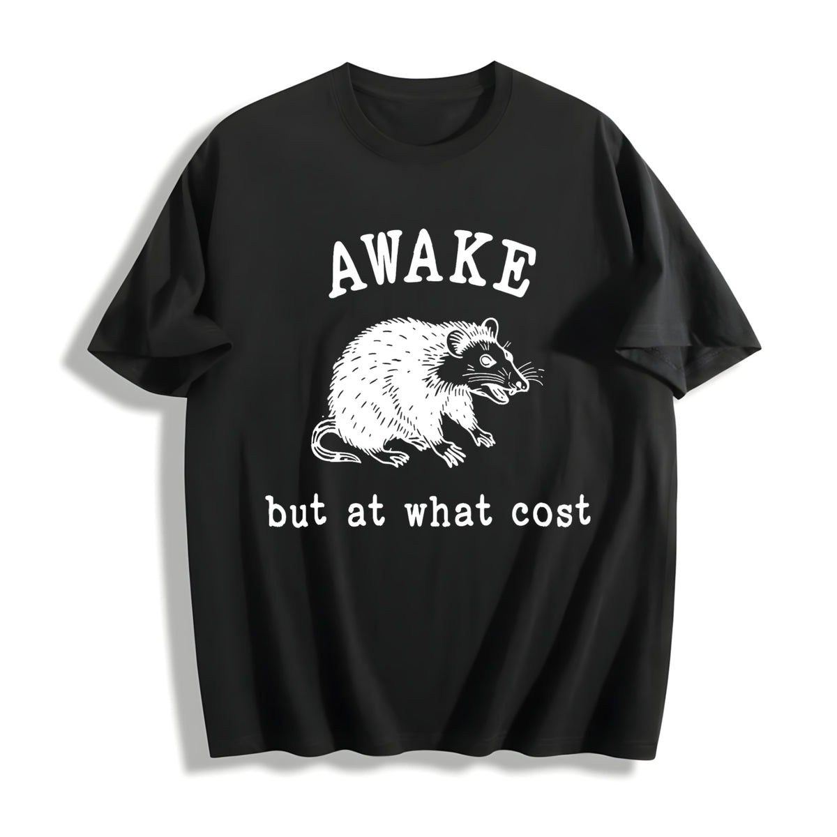Awake at What Cost Cotton T-Shirt in Black