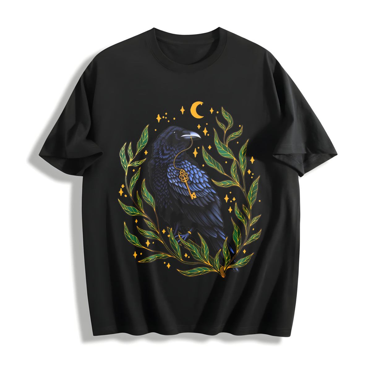 Winter a Crow Phase Cotton T-Shirt in Black