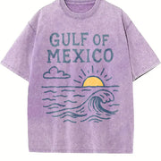Gulf of Mexico Sunset Waves Vintage Washed T-Shirt in Purple