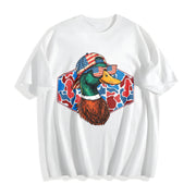 Mallard Duck Flying Cotton T-Shirt in White