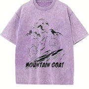 Mountain Goat Retro 90s Vintage Washed T-Shirt in Purple