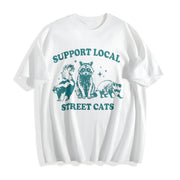Support Local Street Cats Cotton T-Shirt in White