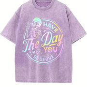 Skeleton Quote vintage washed oversized T-shirt in Purple