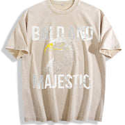Bald and Majestic Sarcastic Eagle Novelty for Classic Vintage Washed T-Shirt in Beige