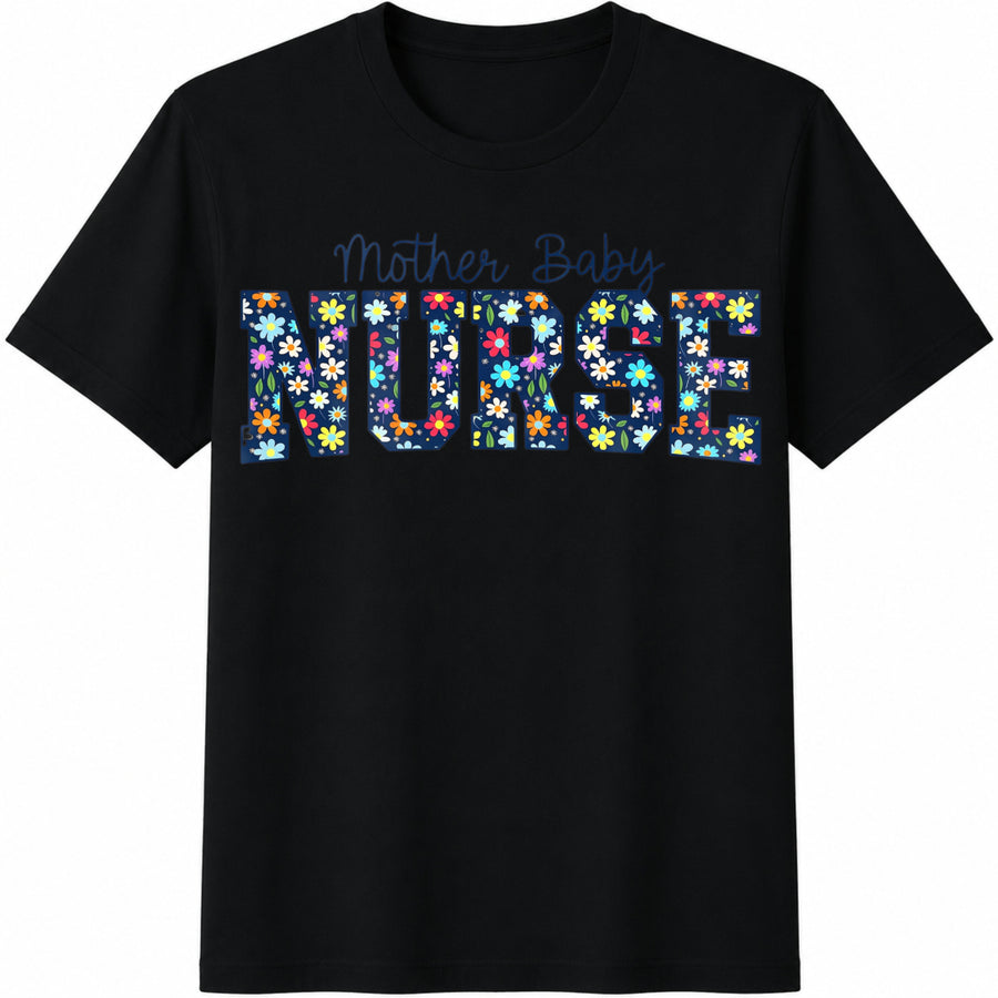 Mother Baby Nurse Graduation Teefor Future Maternity Nurse Cotton T-Shirt in Black