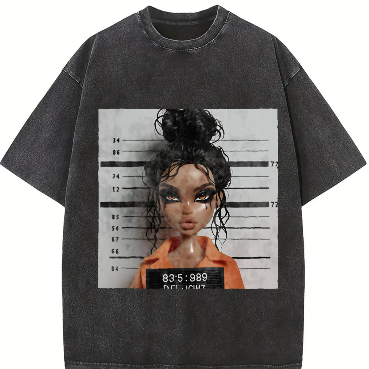A - a Unique Doll Vintage Washed T-Shirt in Black