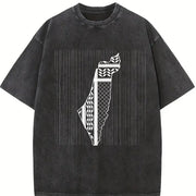 Palestines Symbol of Resistance Beach Palestinians Map vintage washed oversized T-shirt in Black
