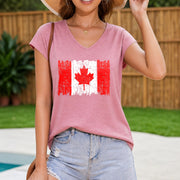 Canada Day Distressed Flag Women's Color Cotton Tank Top in Pink