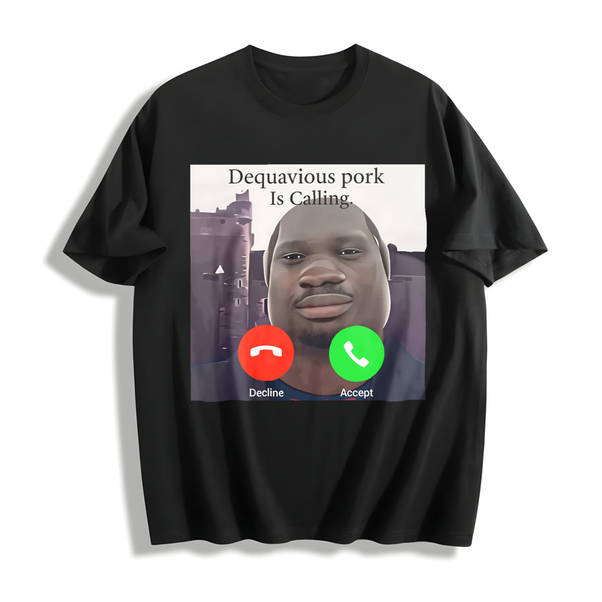 Premium Daquavious Pork Is Calling John Pork Meme Joke Cotton T-Shirt in Black