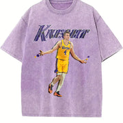Dalton Knecht Westside Knecht 4 Basketball Los Angeles vintage washed oversized T-shirt in Purple