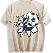 Soccer Ball Wall Smash Vintage Washed T-Shirt in Beige