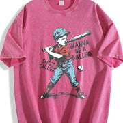 Wanna Be a Baller Shot Caller Vintage Washed T-Shirt in Red