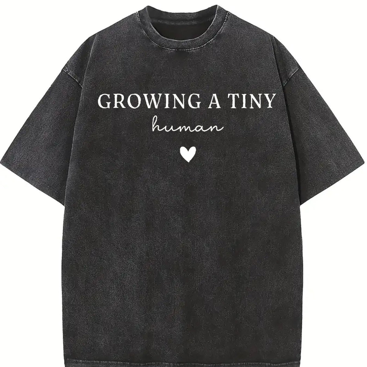 Growing a Tiny Human Soon to Be Mom Vintage Washed T-Shirt in Black