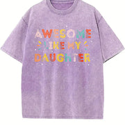 Awesome Like My Daughter Vintage Washed T-Shirt in Purple