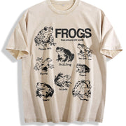 Frogs Around the World Vintage Washed T-Shirt in Beige