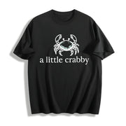 A Little Crabby Minimalist Beach Cotton T-Shirt in Black