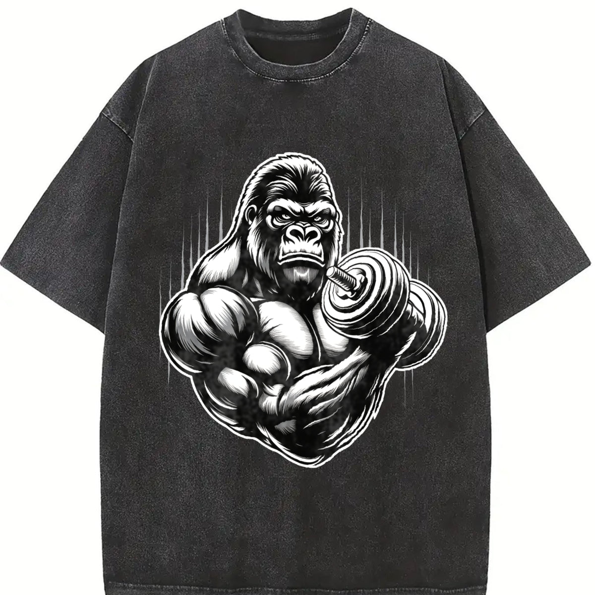 Gorilla Dumbbell Vintage Washed T-Shirt in Black