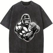 Gorilla Dumbbell Vintage Washed T-Shirt in Black