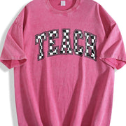 Checkered Teacher for Teacher Vintage Washed T-Shirt in Red