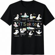 It's OK To Goose Mental Health Cotton T-Shirt in Black