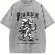 Slow Hiking Society Vintage Washed T-Shirt in Gray