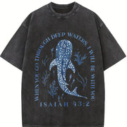 Leisure When you go through deep water I will be with you vintage washed oversized T-shirt in Black
