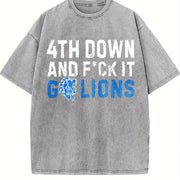 🏈 Go Lions! Touch Down Vintage Washed T-Shirt in Gray