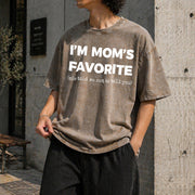 Moms Favorite Son Daughter I'm Mom's Favorite Golf Vintage Washed T-Shirt in Brown