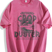Professional Crop Duster Sarcastic Humor Farting for Guys Vintage Washed T-Shirt in Red