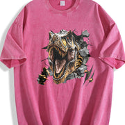 Retro 90s T-rex Dino Retro 2000s Nature Dinosaur Vintage Washed T-Shirt in Red