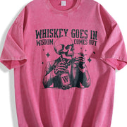 Retro Skull and Whiskey 90s Vintage Washed T-Shirt in Red