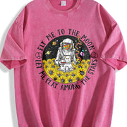 Fly Me to the Moon Let Me Play Among the Stars Vintage Washed T-Shirt in Red
