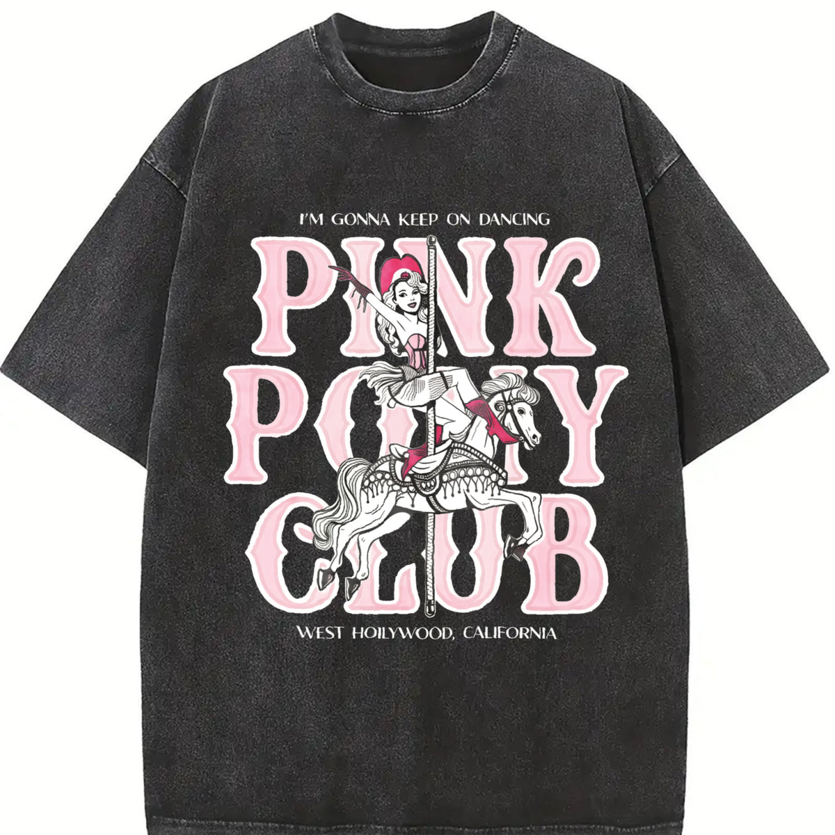 Chappell Roan Pink Pony Club Vintage Washed T-Shirt in Black