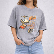 Fourth Wing Series For Fans vintage washed oversized T-shirt in Gray