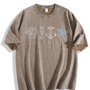 Ocean Sail ® 90s Retro Sea Shell Bech Vintage Washed T-Shirt in Brown