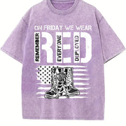 Military Support US Flag & Red Friday for Spring Vintage Washed T-Shirt in Purple