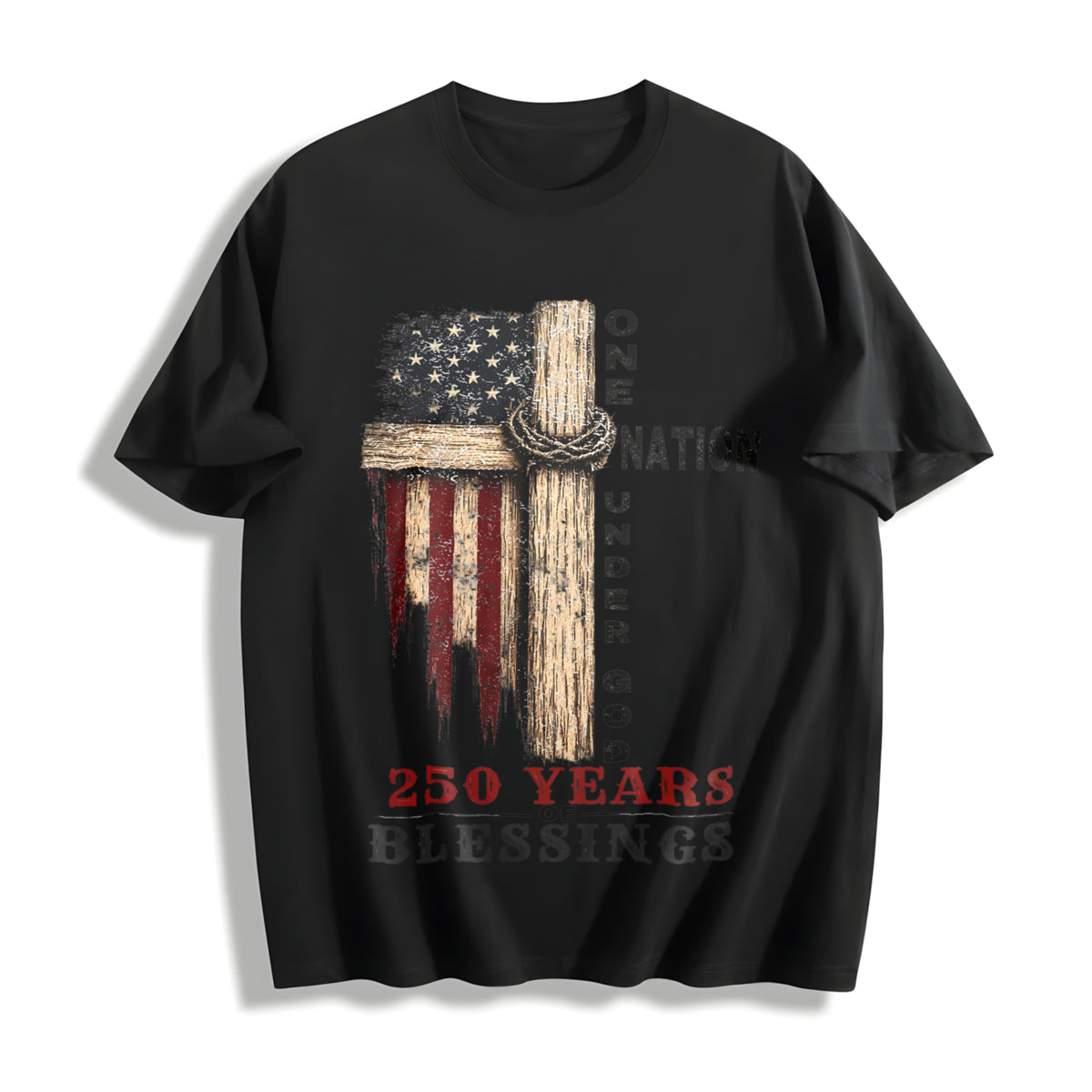 One Nation Under God Cotton T-Shirt in Black