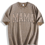 Leopard Mama Mothers Day Mom vintage washed oversized T-shirt in Brown