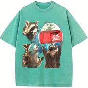 Three Raccoons Coke Zero vintage washed oversized T-shirt in Blue