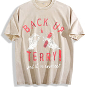 Back Up Terry Put It in Reverse Fireworks Sarcastic Viral Vintage Washed T-Shirt in Beige