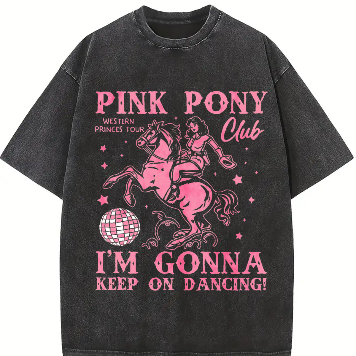 Chappell Roan Pink Pony Club Midwest Princess Tour vintage washed oversized T-shirt in Black